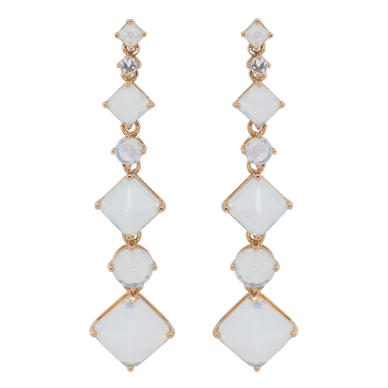 Серьги Xuping Позолота 18K пусеты Кристальные подвески с белыми фианитами фото №1