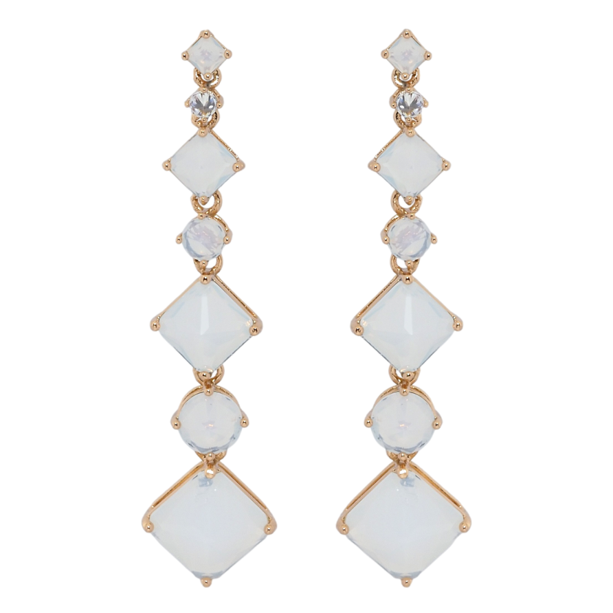 Серьги Xuping Позолота 18K пусеты Кристальные подвески с белыми фианитами фото №1