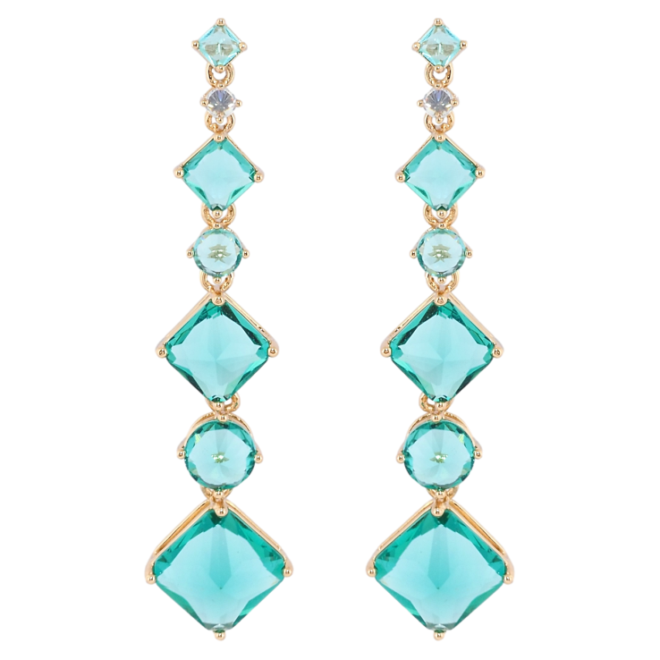 Серьги Xuping Позолота 18K пусеты Кристальные подвески с бирюзовыми фианитами фото №7