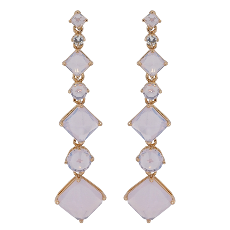 Серьги Xuping Позолота 18K пусеты Кристальные подвески с розовыми фианитами фото №6