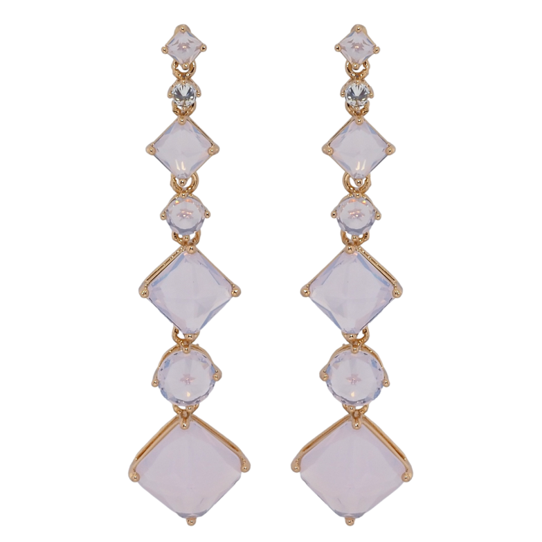 Сережки Xuping Позолота 18K пусети Кришталеві підвіски з рожевими фіанітами фото №1