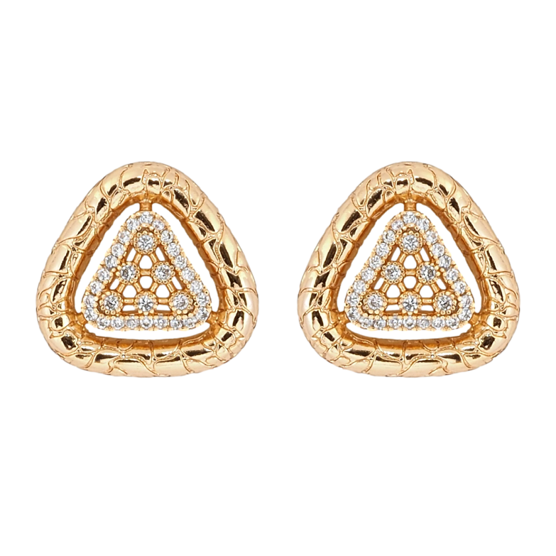 Серьги Xuping Позолота 18K пусеты Треугольники с цирконием фото №1 Серьги Xuping Позолота 18K пусеты Треугольники с цирконием фото №1