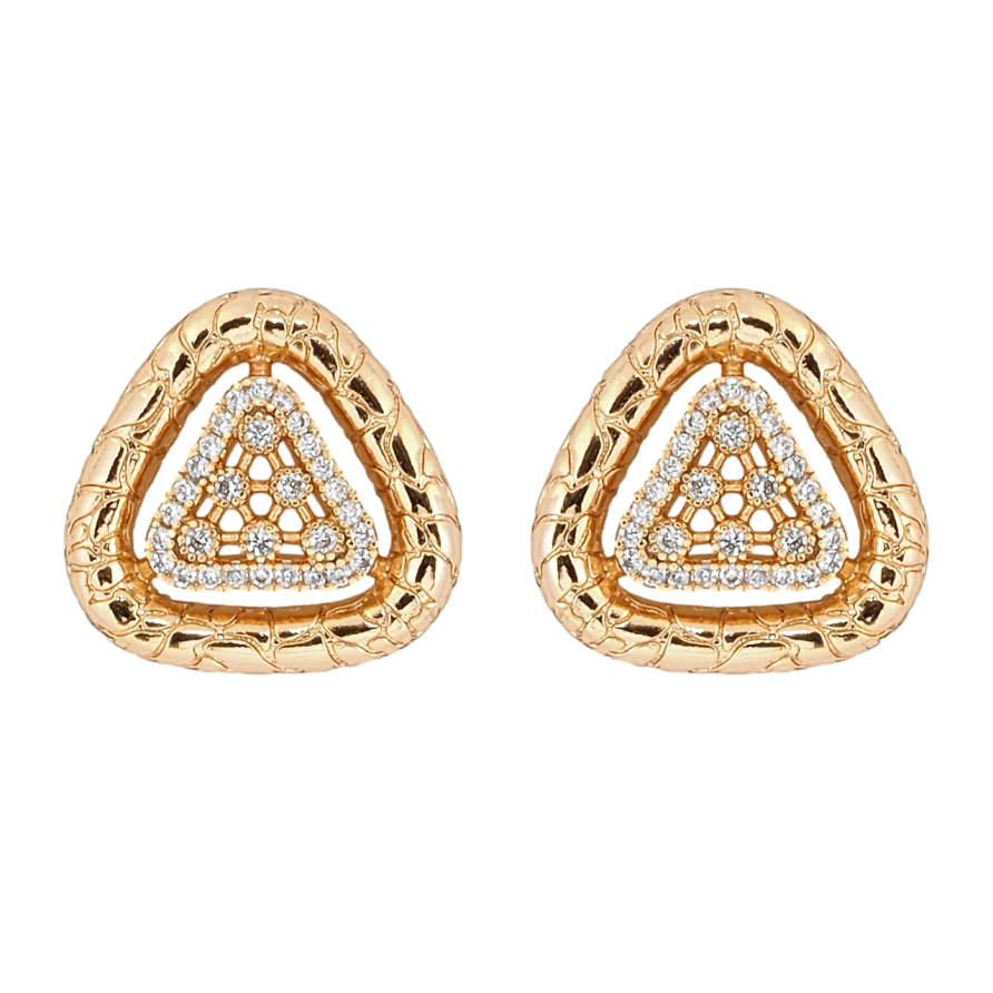 Серьги Xuping Позолота 18K пусеты Треугольники с цирконием фото №1 Серьги Xuping Позолота 18K пусеты Треугольники с цирконием фото №1