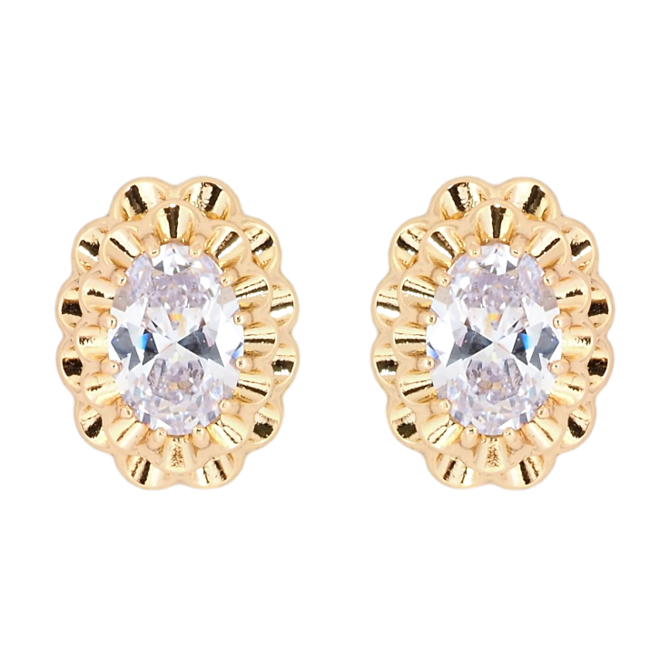 Серьги Xuping Позолота 18K пусеты Декоративные овалы с фианитами фото №10