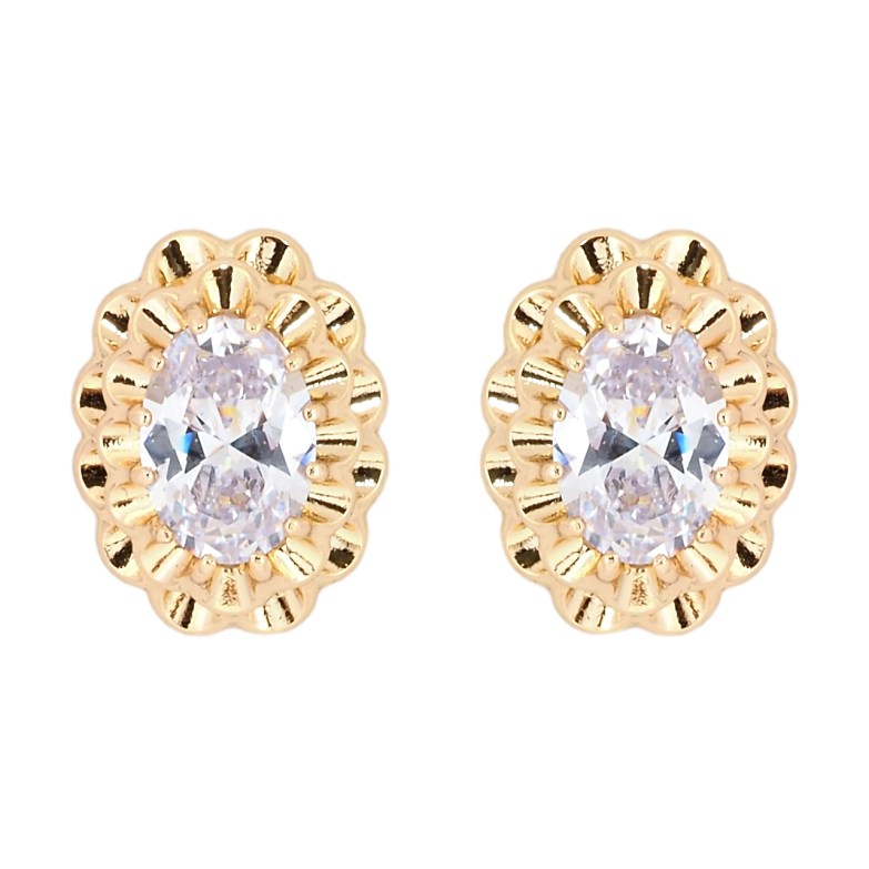 Серьги Xuping Позолота 18K пусеты Декоративные овалы с фианитами фото №1