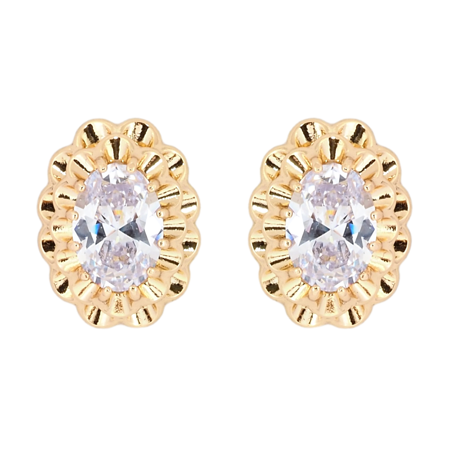 Серьги Xuping Позолота 18K пусеты Декоративные овалы с фианитами фото №1