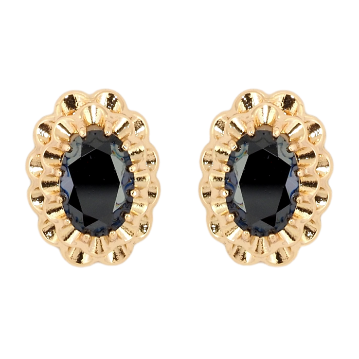 Серьги Xuping Позолота 18K пусеты Декоративные овалы с черными фианитами фото №7