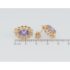 Серьги Xuping Позолота 18K пусеты Декоративные овалы с сиреневыми фианитами фото №2
