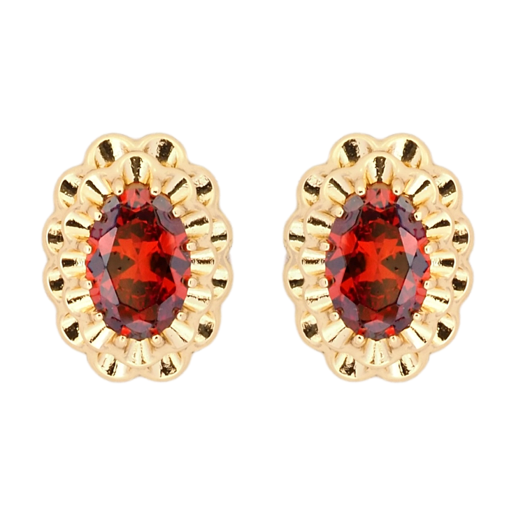 Серьги Xuping Позолота 18K пусеты Декоративные овалы с красными фианитами фото №12