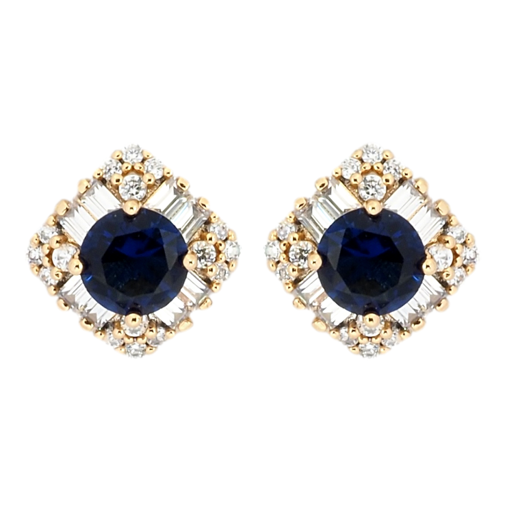 Сережки Xuping Позолота 18K пусети Кришталеві ромби з синіми фіанітами 10х10мм фото №18