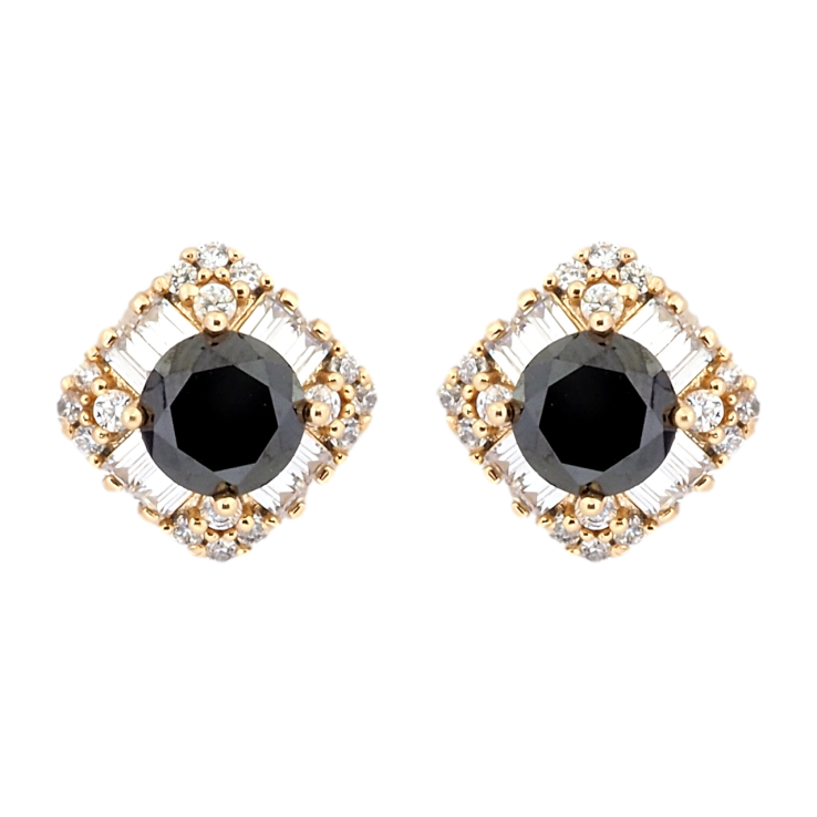 Сережки Xuping Позолота 18K пусети Кришталеві ромби з чорними фіанітами 10х10мм фото №18