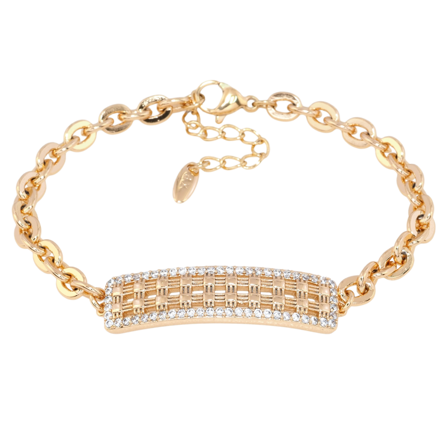 Браслет Xuping Позолота 18K Ланцюжок Якірне плетіння з вставкою довжина з дод. ланцюжком 17-20.5см х 5мм фото №1