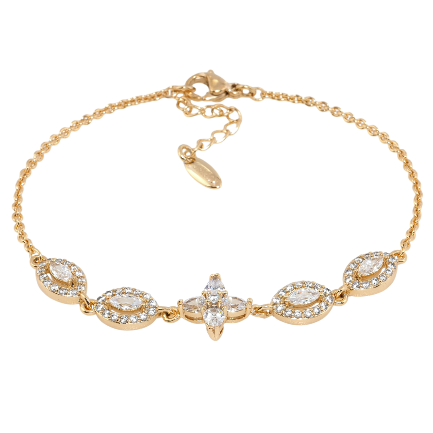 Браслет Xuping Позолота 18K Цепочка Якорное плетение с вставкой длина с доп.цепочкой 17.5-20.5см х 1.5мм фото №1