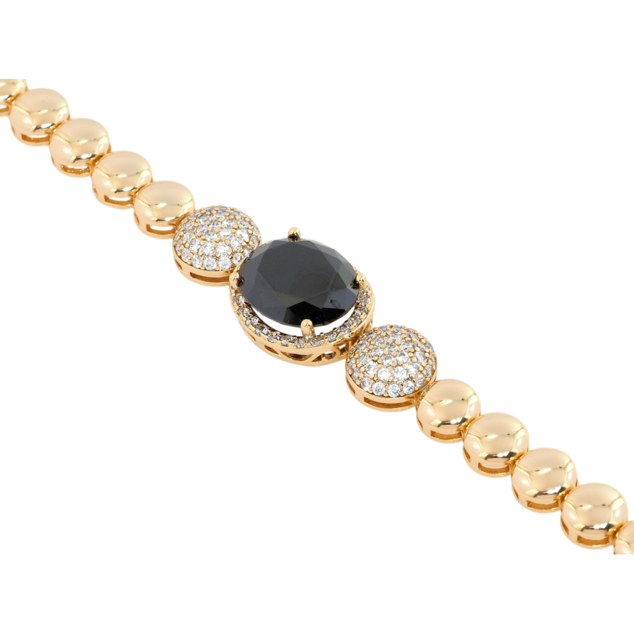 Браслет Xuping Позолота 18K Дорожка шариков с вставкой черный фианит длина с доп.замком 17,19см х 6мм фото №1 Браслет Xuping Позолота 18K Дорожка шариков с вставкой черный фианит длина с доп.замком 17,19см х 6мм фото №1