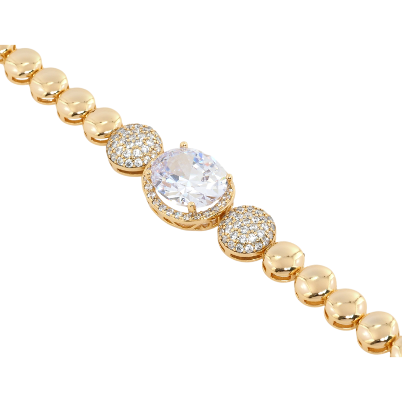 Браслет Xuping Позолота 18K Дорожка шариков с вставкой фианит длина с доп.замком 17,19см х 6мм фото №1