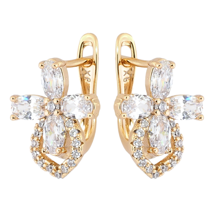 Серьги Xuping Позолота 18K английский замок Кристальные цветочки фото №1 Серьги Xuping Позолота 18K английский замок Кристальные цветочки фото №1
