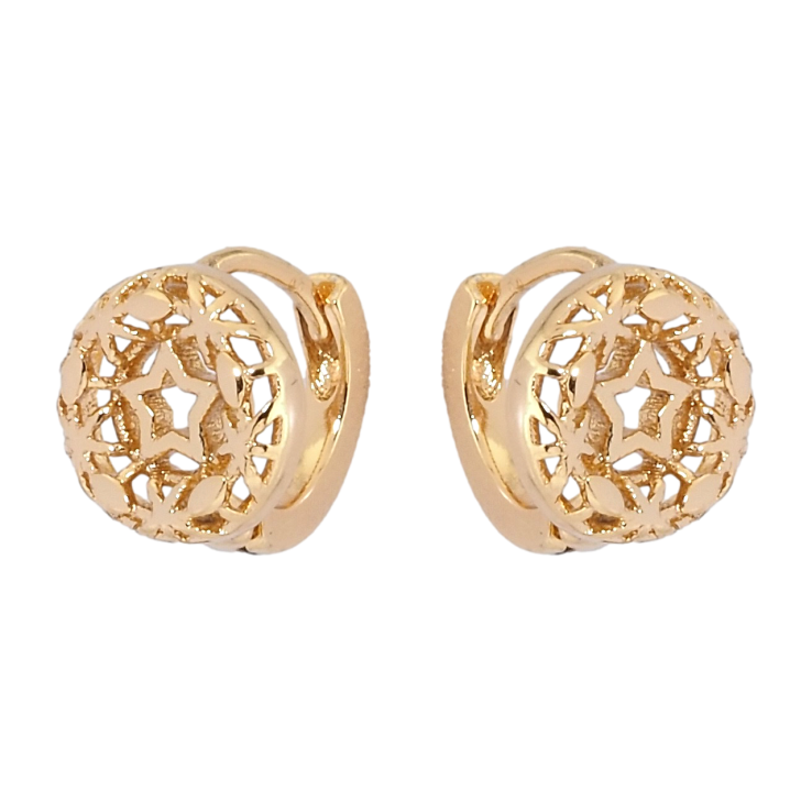 Сережки Xuping Позолота 18K колечка Різьблений візерунок зірочки фото №3