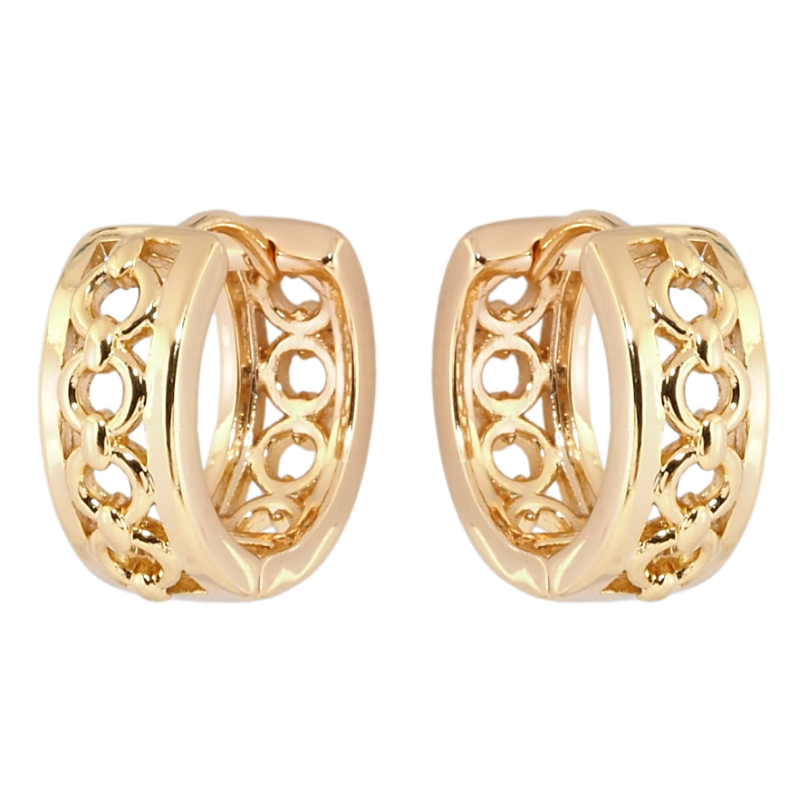 Серьги Xuping Позолота 18K колечки Резной орнамент фото №1