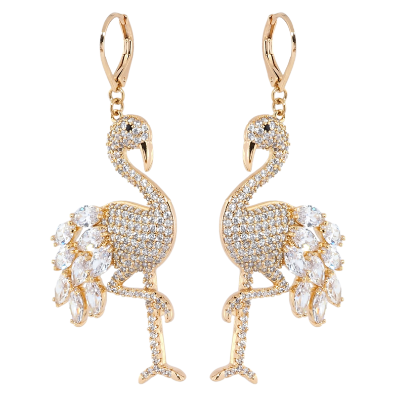 Серьги Xuping Позолота 18K французский замок Фламинго инкрустация цирконием фото №1 Серьги Xuping Позолота 18K французский замок Фламинго инкрустация цирконием фото №1