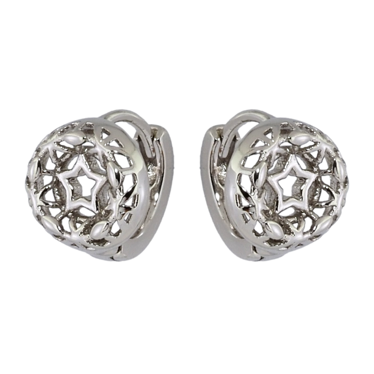 Серьги Xuping Родий колечки Резные колечки с узором звездочка фото №14