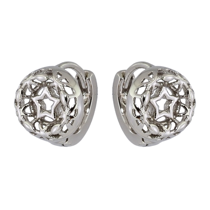 Серьги Xuping Родий колечки Резные колечки с узором звездочка фото №1 Серьги Xuping Родий колечки Резные колечки с узором звездочка фото №1