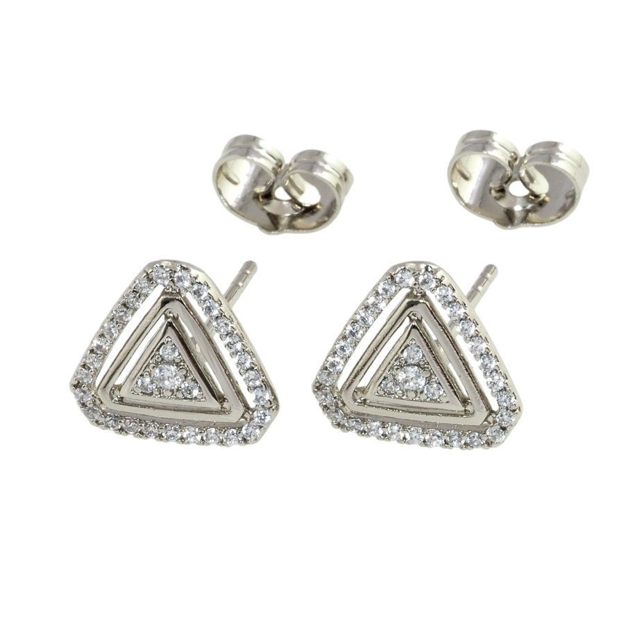 Сережки Xuping Родій пусети Трикутники з цирконієм фото №1