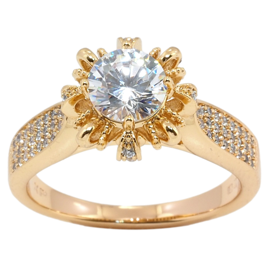 Кольцо Xuping Позолота 18K Декоративный цветок с кристаллом фото №1 Кольцо Xuping Позолота 18K Декоративный цветок с кристаллом фото №1