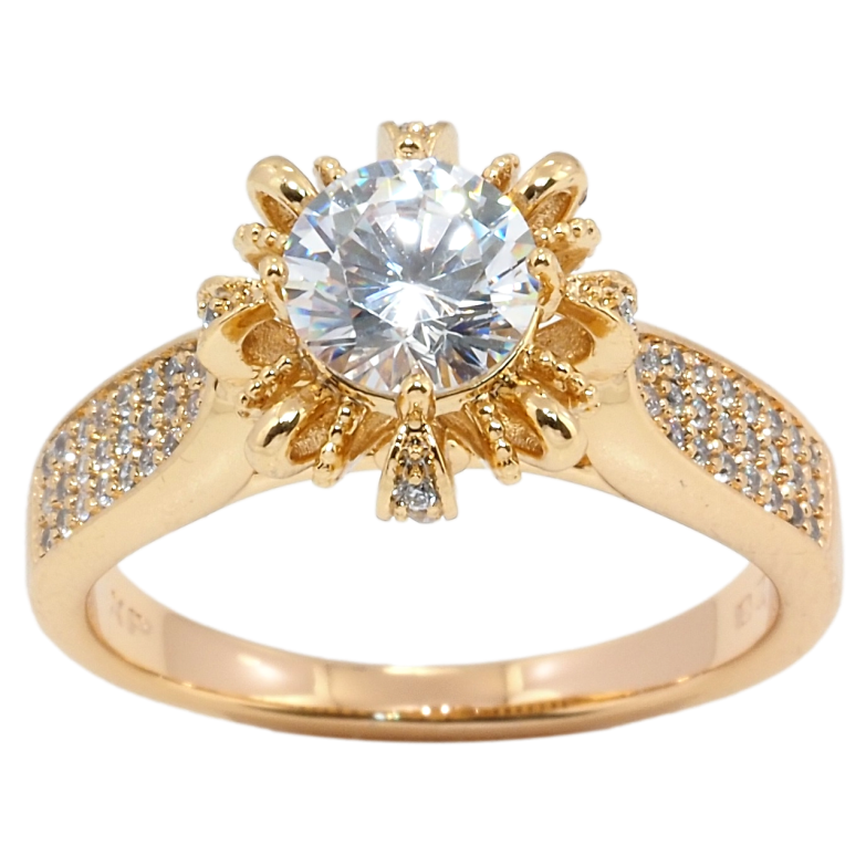 Каблучка Xuping Позолота 18K Декоративна квітка з кристалом фото №1 Каблучка Xuping Позолота 18K Декоративна квітка з кристалом фото №1