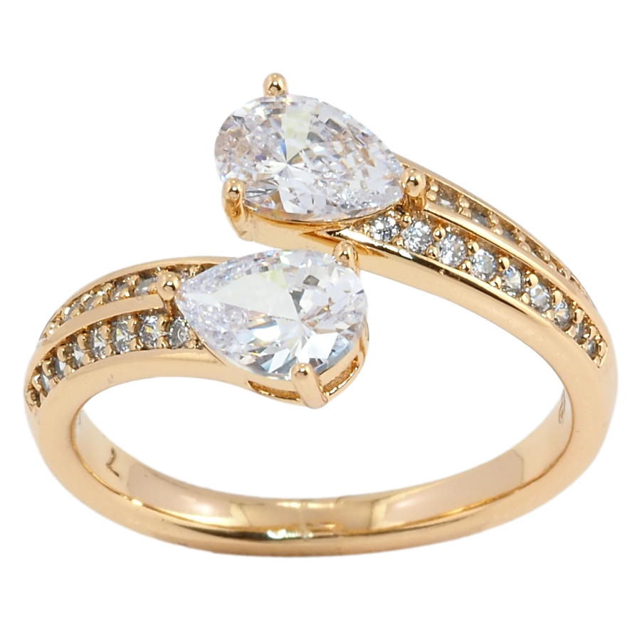 Кольцо Xuping Позолота 18K Фианиты на дужках с цирконием фото №1 Кольцо Xuping Позолота 18K Фианиты на дужках с цирконием фото №1