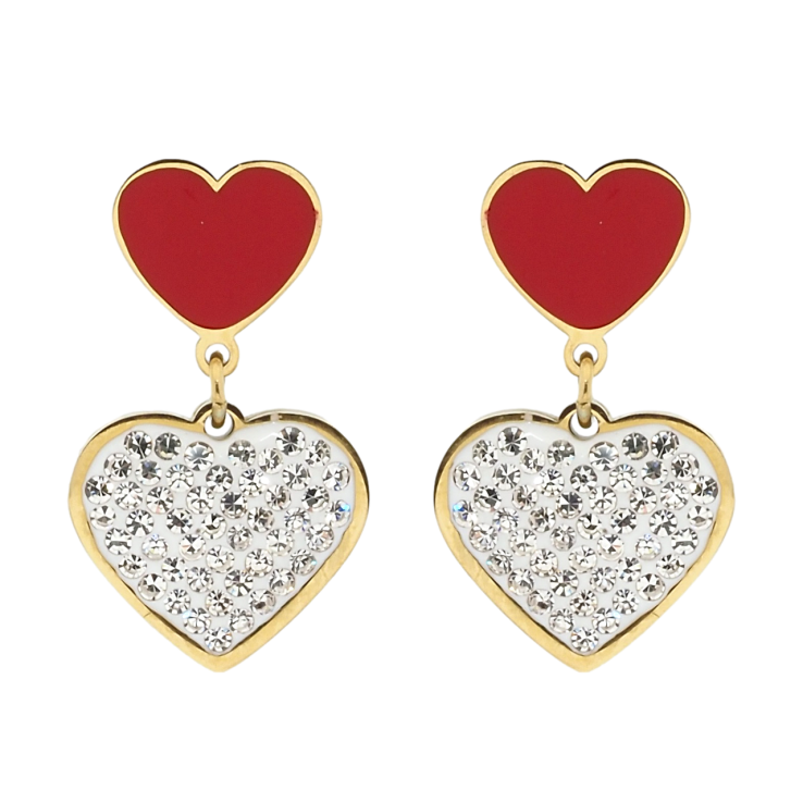 Серьги Xuping TTM Stainless Steel цвет 14K пусеты Сердечки с цирконием и красной эмалью фото №25 Серьги Xuping TTM Stainless Steel цвет 14K пусеты Сердечки с цирконием и красной эмалью фото №25