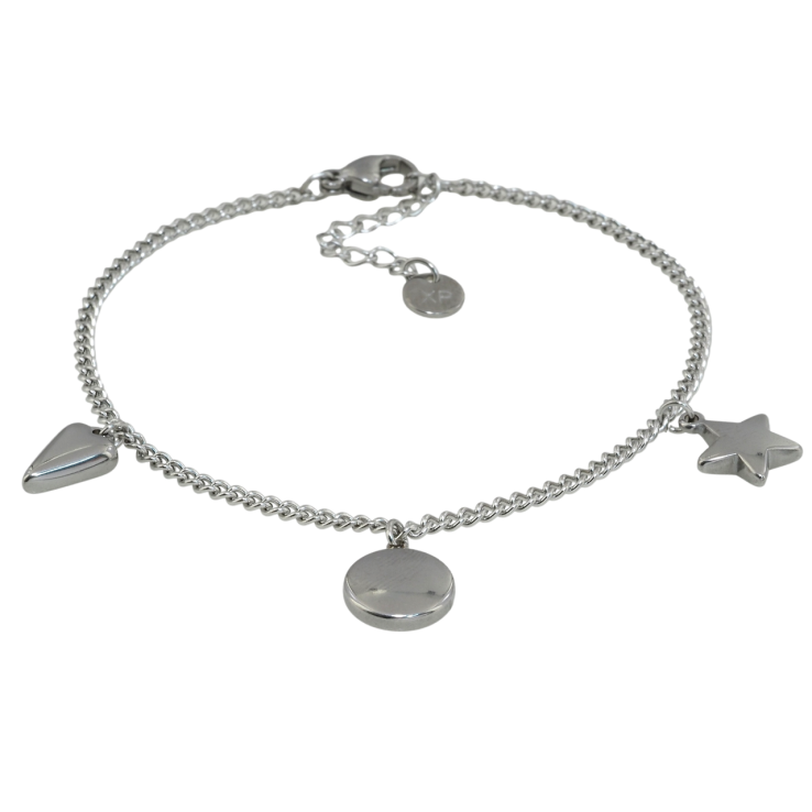 Браслет Xuping ТТМ Stainless Steel цвет Родий Цепочка с подвесками длинна с доп.цепочкой 17.5-21см х 2мм фото №9 Браслет Xuping ТТМ Stainless Steel цвет Родий Цепочка с подвесками длинна с доп.цепочкой 17.5-21см х 2мм фото №9