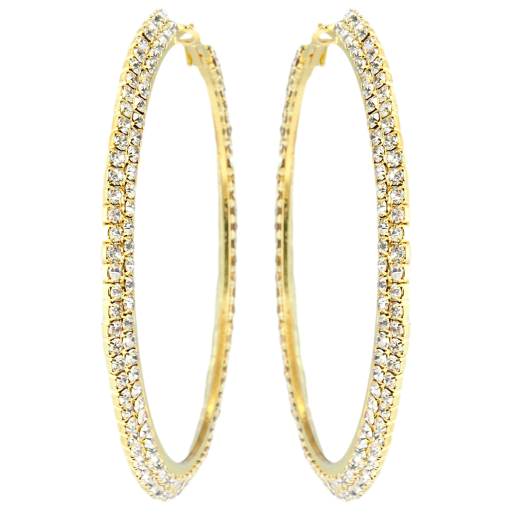 Серьги кольца (конго) Двойные дорожки страз ø 8см фото №9