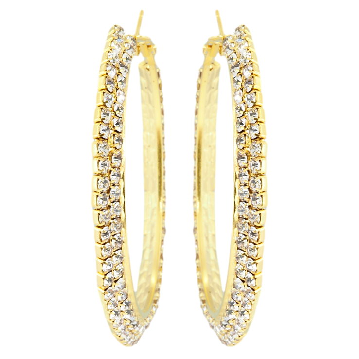 Серьги кольца (конго) Двойные дорожки страз ø 6см фото №12