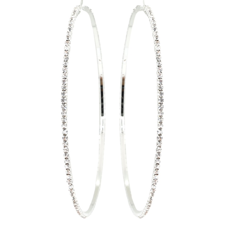 Серьги кольца (конго) Дорожки страз ø 10,5см фото №8