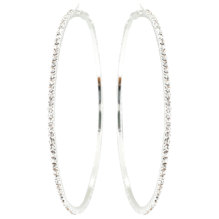 Серьги кольца (конго) Дорожки страз ø 9,5см фото №5