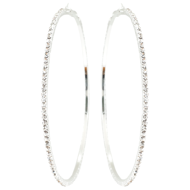 Серьги кольца (конго) Дорожки страз ø 9,5см фото №1