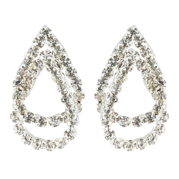 Серьги пусеты Капельки со стразами фото №7