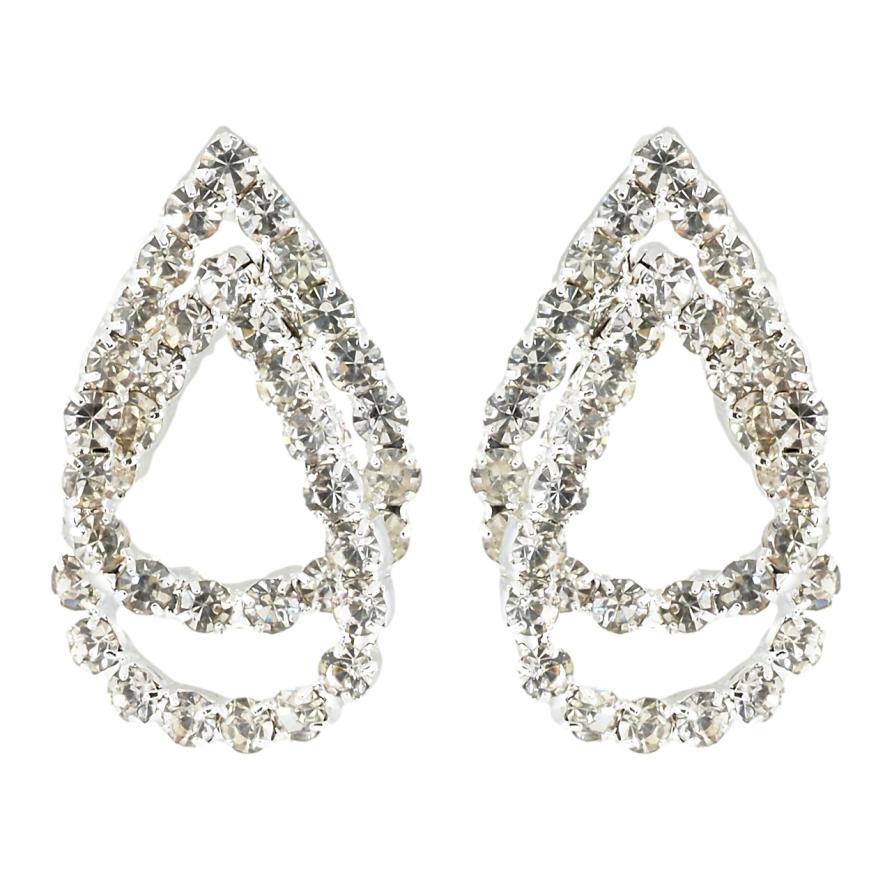 Серьги пусеты Капельки со стразами фото №1 Серьги пусеты Капельки со стразами фото №1