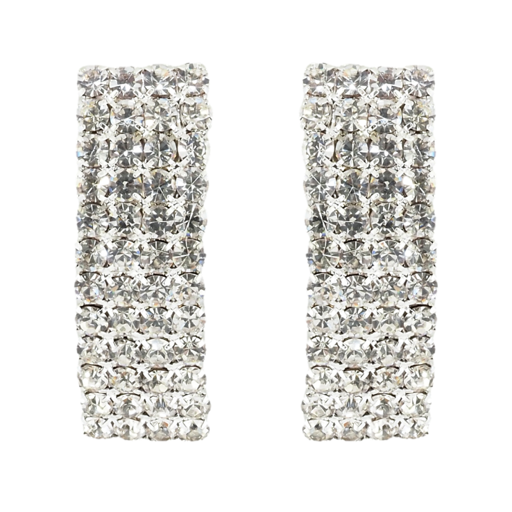 Серьги пусеты Прямоугольники со стразами фото №4