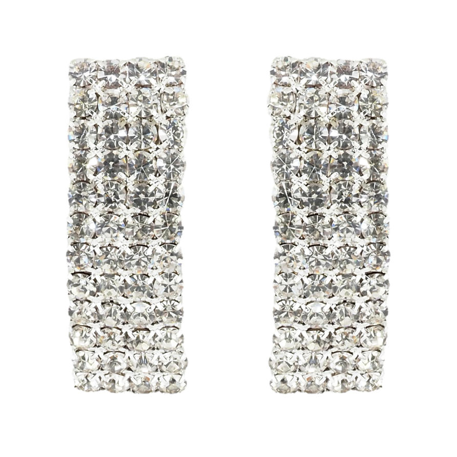 Серьги пусеты Прямоугольники со стразами фото №1