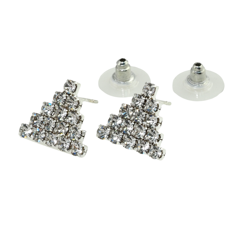 Сережки пусети Трикутники зі стразами фото №19