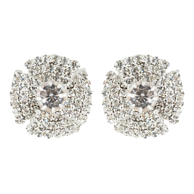 Серьги пусеты Цветочки со стразами фото №23