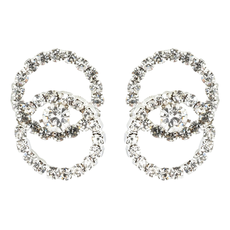 Серьги пусеты Колечки со стразами фото №7