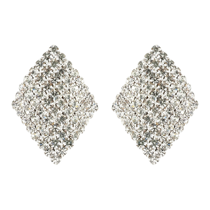 Серьги пусеты Ромбы со стразами фото №20