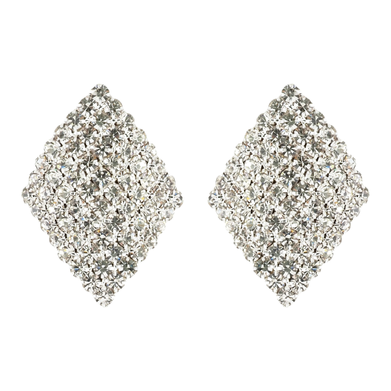 Сережки пусети Ромби зі стразами фото №1