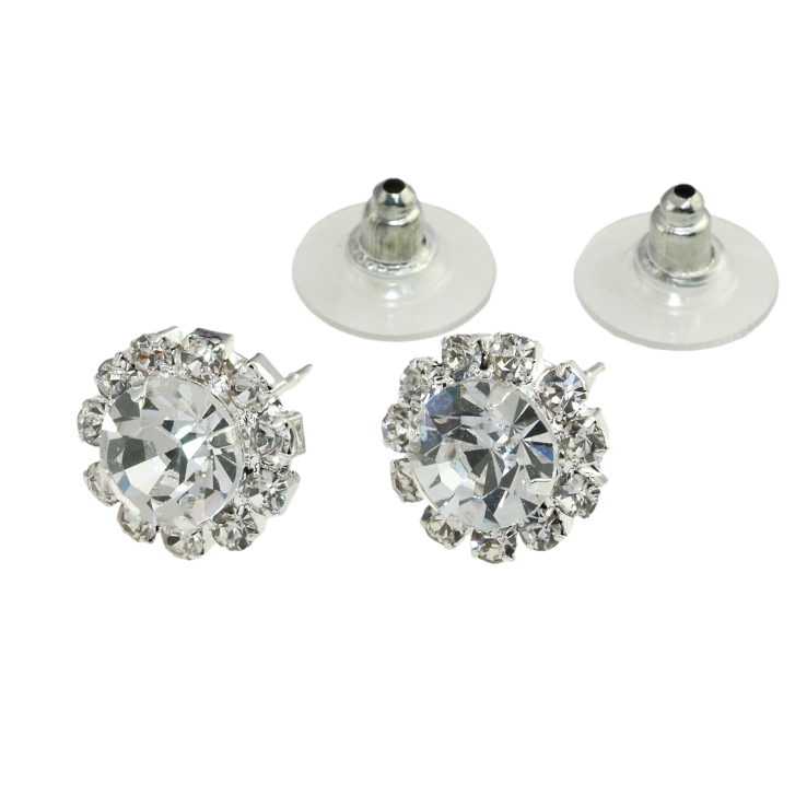 Серьги пусеты Цветочки со стразами ø 12мм фото №18