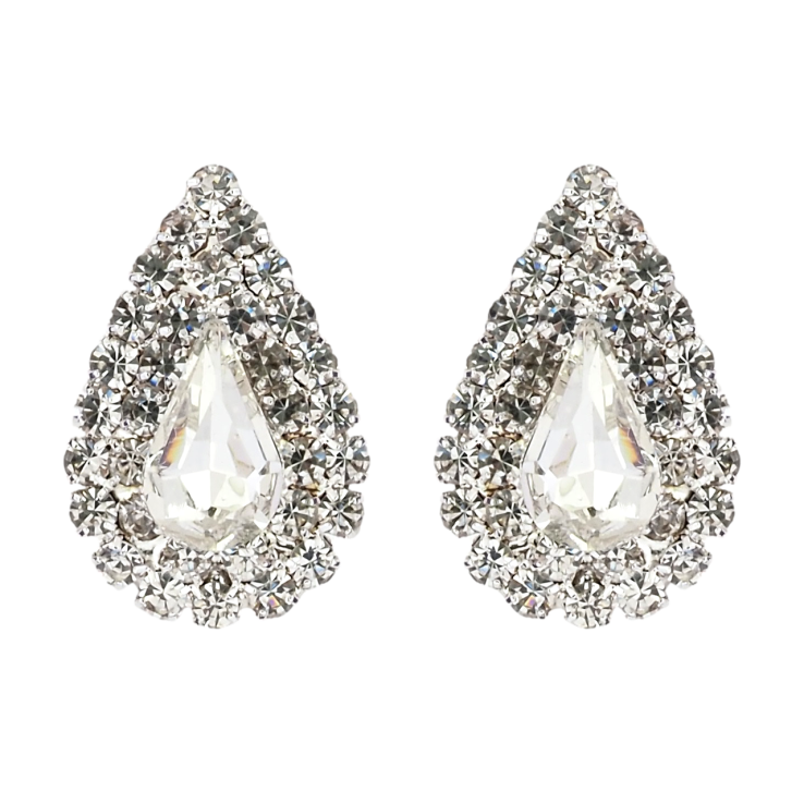 Серьги пусеты Капельки со стразами фото №8