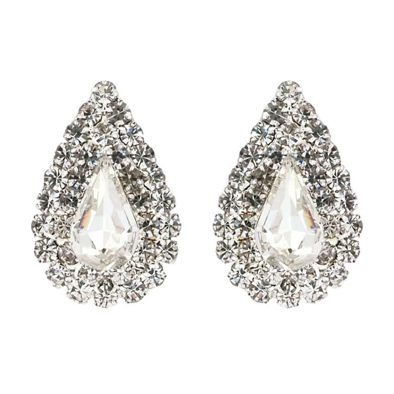 Сережки пусети Крапельки зі стразами фото №3