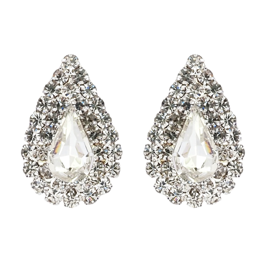 Серьги пусеты Капельки со стразами фото №1