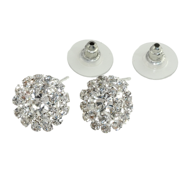 Серьги пусеты Цветочки со стразами ø 14мм фото №17